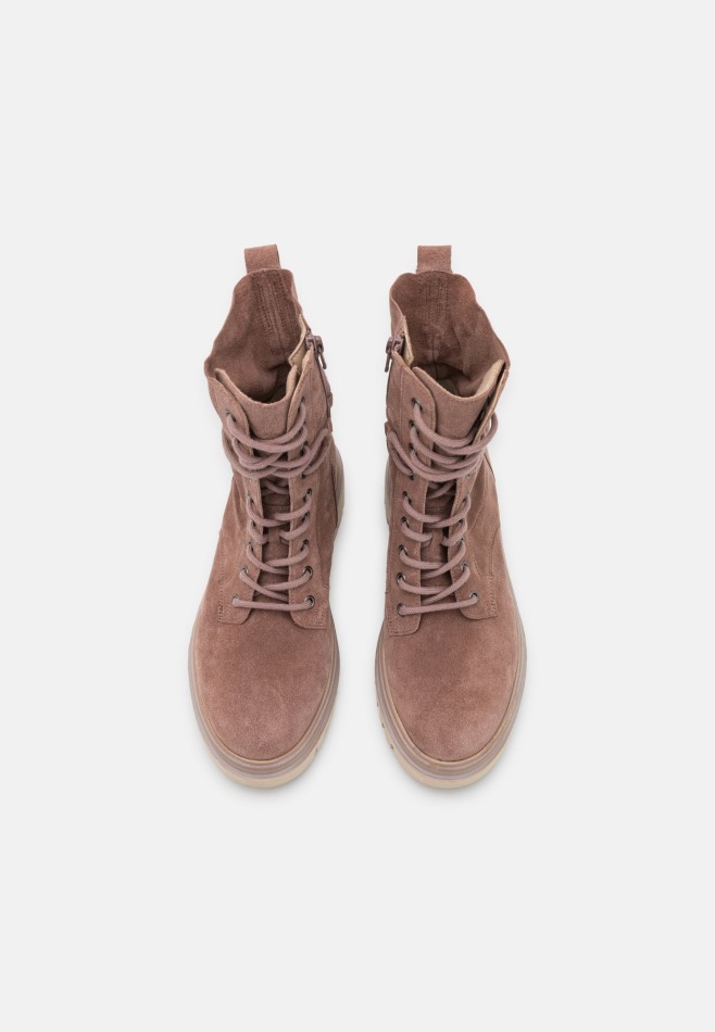 Gabour | Bottines à Lacets Exclusives Rose Foncé/panna